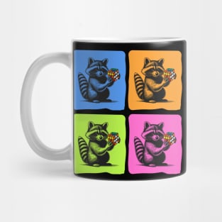 Colorful Raccoon Rubik's Cube Pop Art Mug